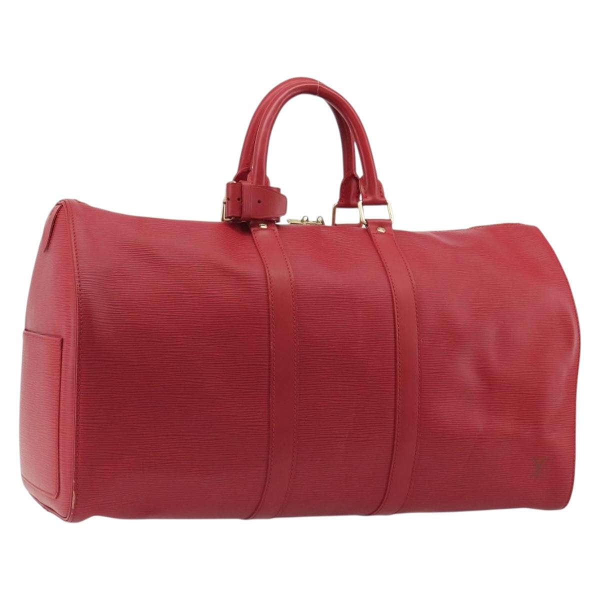 LOUIS VUITTON Epi Keepall 45 Boston Bag Red M42977 LV Auth 189520A
