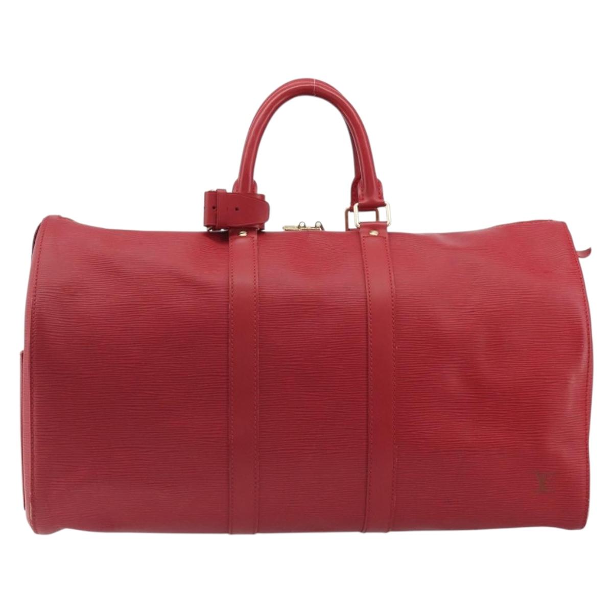 LOUIS VUITTON Epi Keepall 45 Boston Bag Red M42977 LV Auth 189520A
