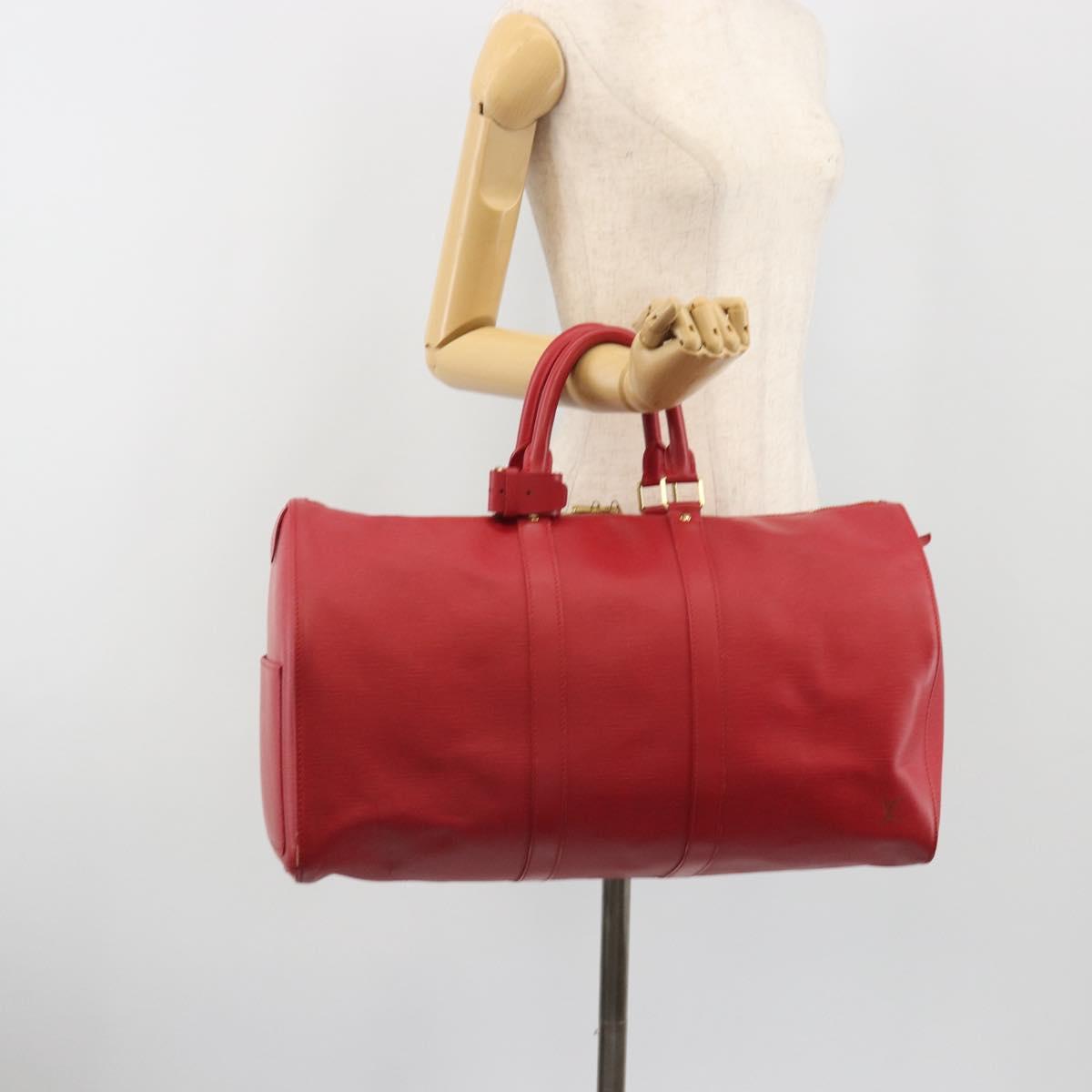 LOUIS VUITTON Epi Keepall 45 Boston Bag Red M42977 LV Auth 189520A