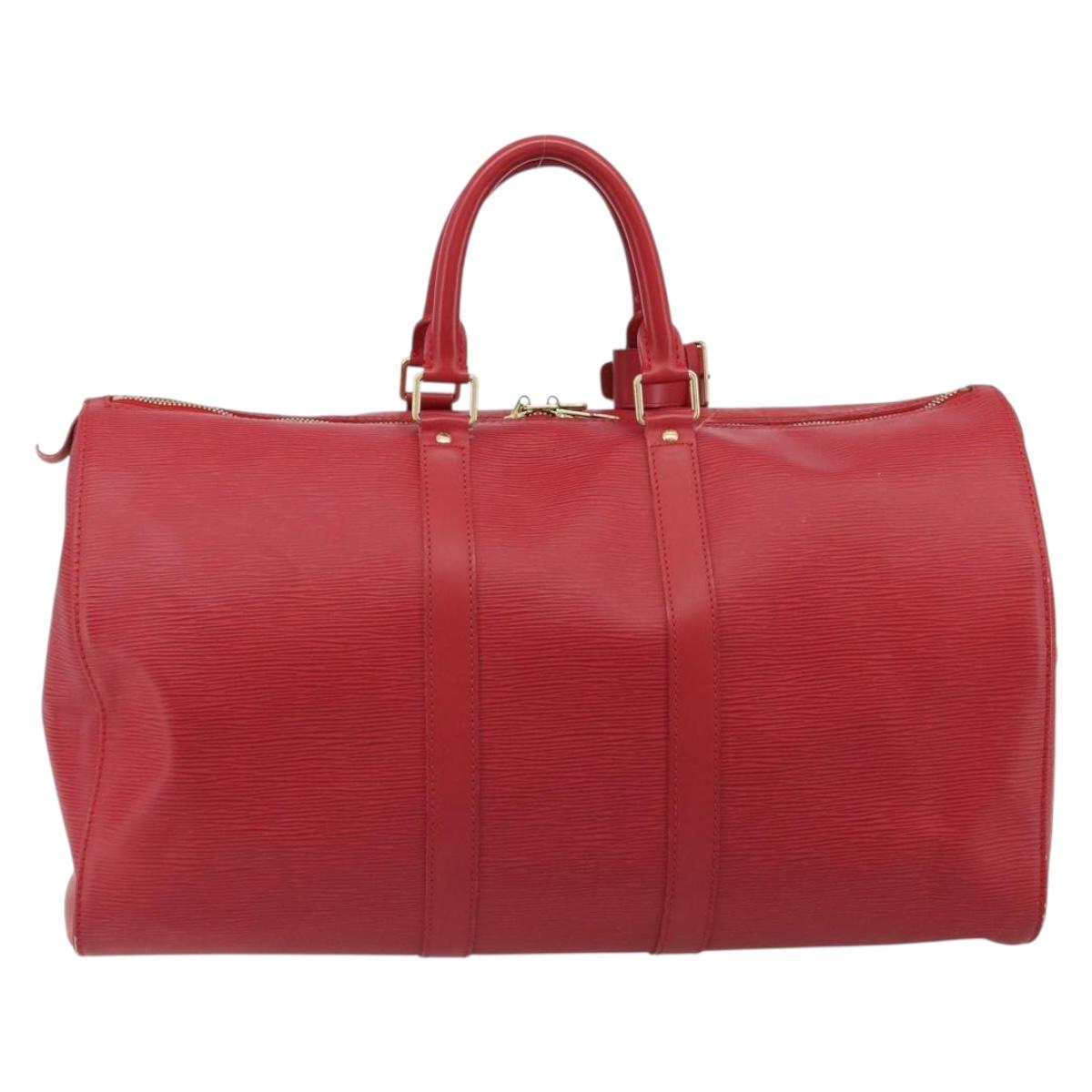 LOUIS VUITTON Epi Keepall 45 Boston Bag Red M42977 LV Auth 189520A