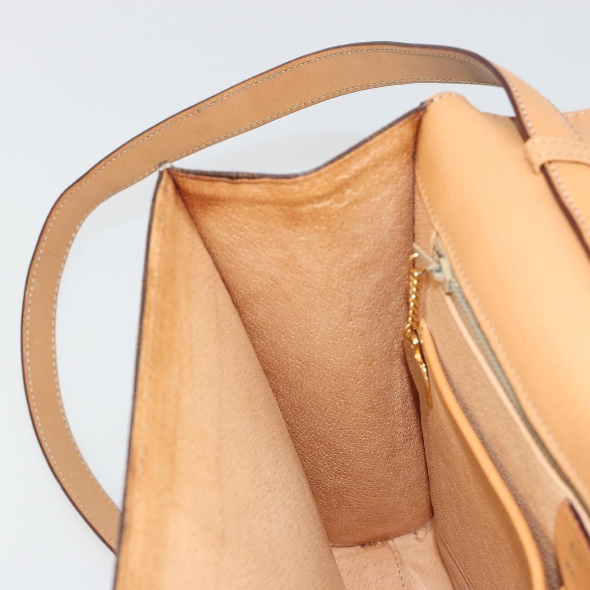 CELINE Macadam Canvas Shoulder Bag PVC Leather Brown Gold Auth 189539A