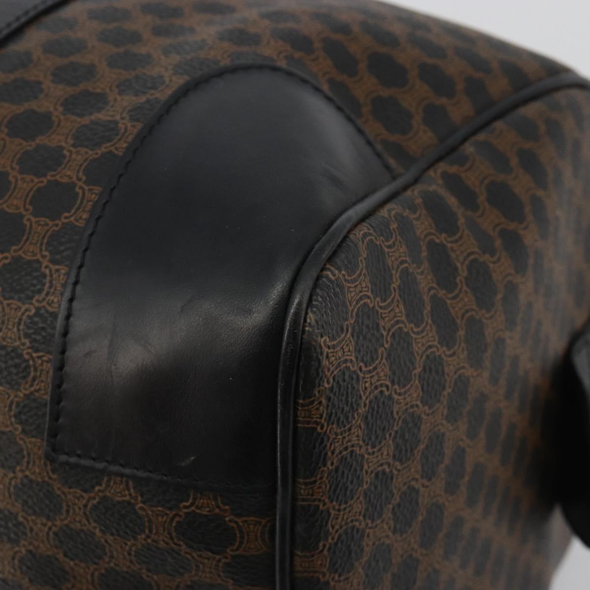 CELINE Macadam Canvas Boston Bag PVC Leather Black Gold Auth 189541A