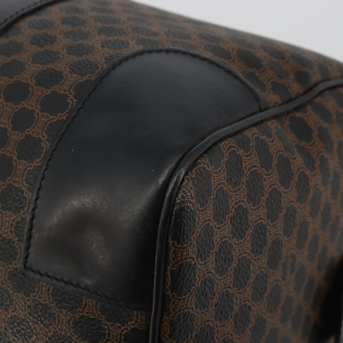 CELINE Macadam Canvas Boston Bag PVC Leather Black Gold Auth 189541A