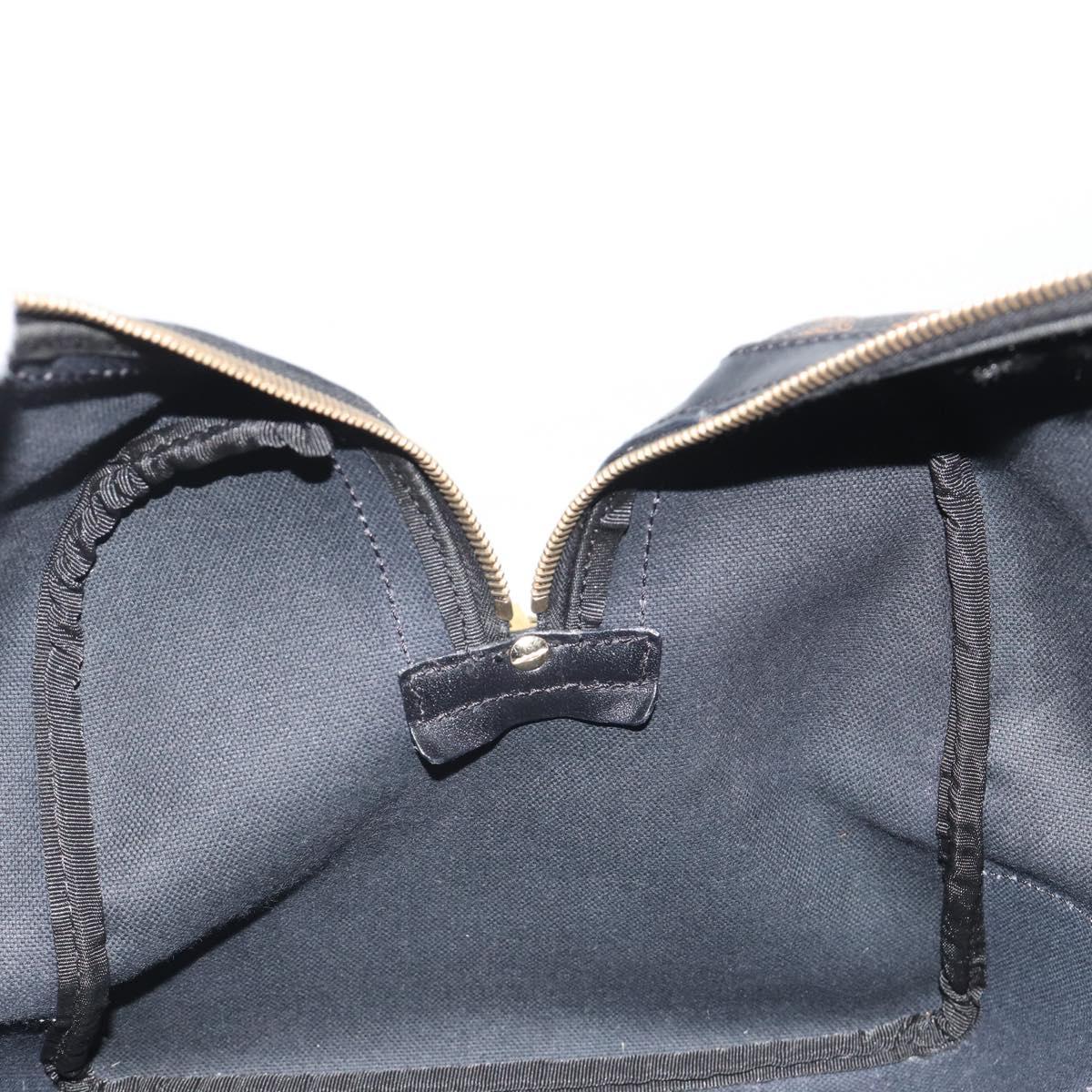 CELINE Macadam Canvas Boston Bag PVC Leather Black Gold Auth 189541A