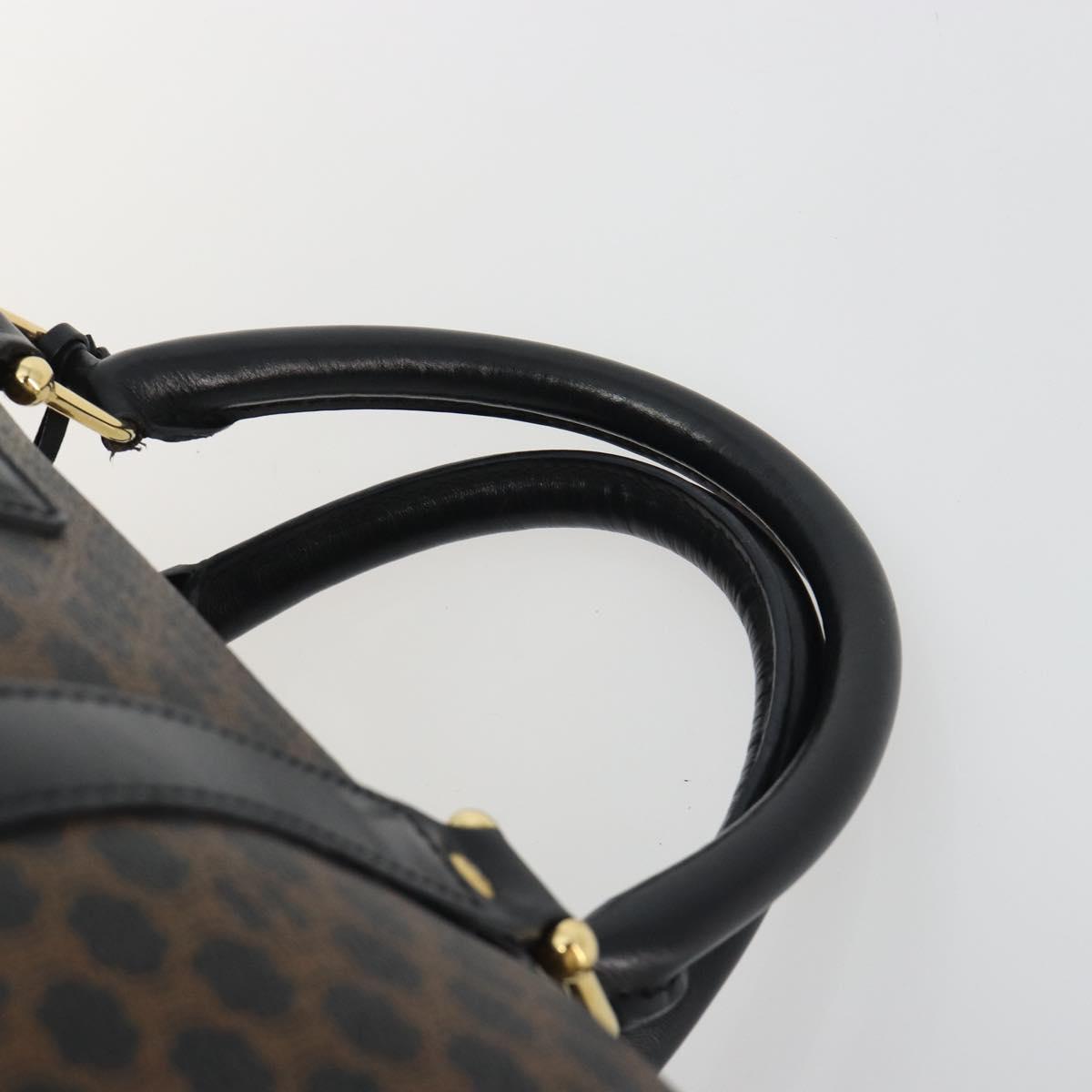 CELINE Macadam Canvas Boston Bag PVC Leather Black Gold Auth 189541A