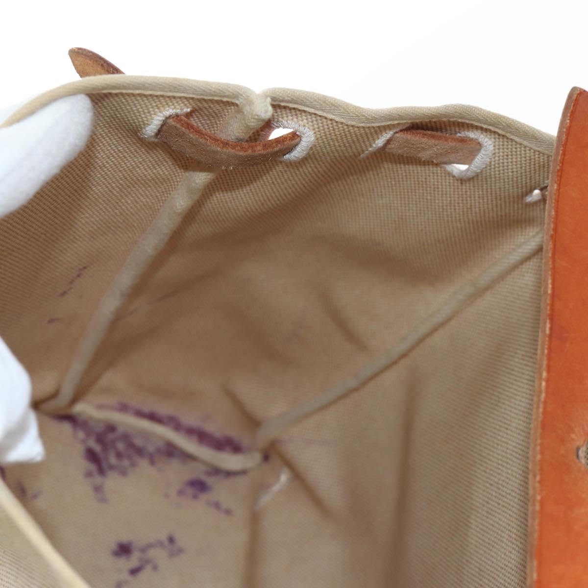 HERMES Herbag A Dos Backpack Canvas 2way Beige Silver Auth 189543
