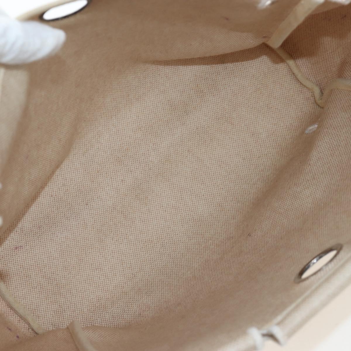 HERMES Herbag A Dos Backpack Canvas 2way Beige Silver Auth 189543