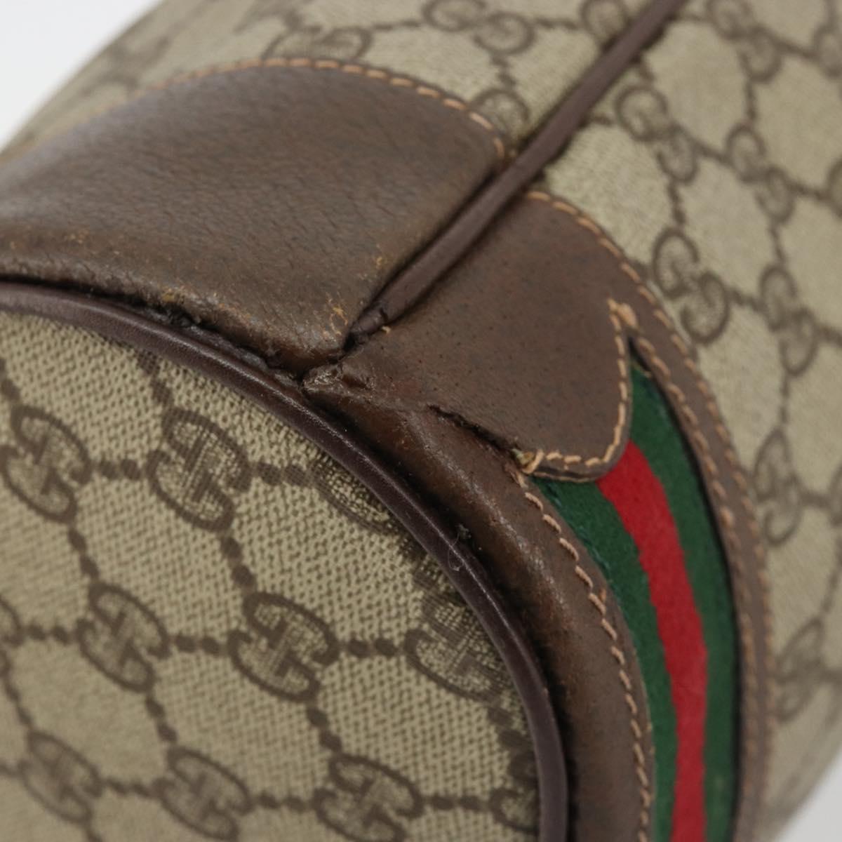 GUCCI GG Supreme Web Sherry Line Bag PVC Beige Gold 001 58 6354 Auth 189545A