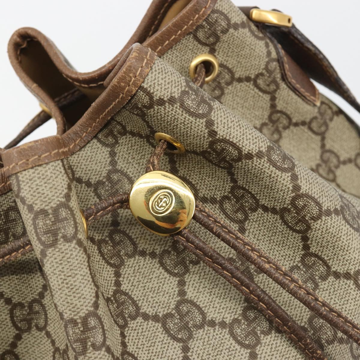 GUCCI GG Supreme Web Sherry Line Bag PVC Beige Gold 001 58 6354 Auth 189545A