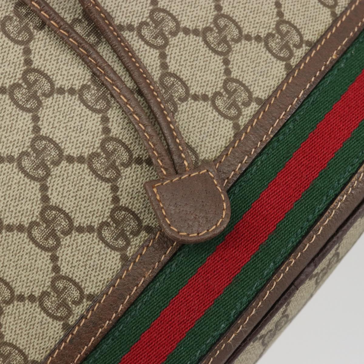 GUCCI GG Supreme Web Sherry Line Bag PVC Beige Gold 001 58 6354 Auth 189545A