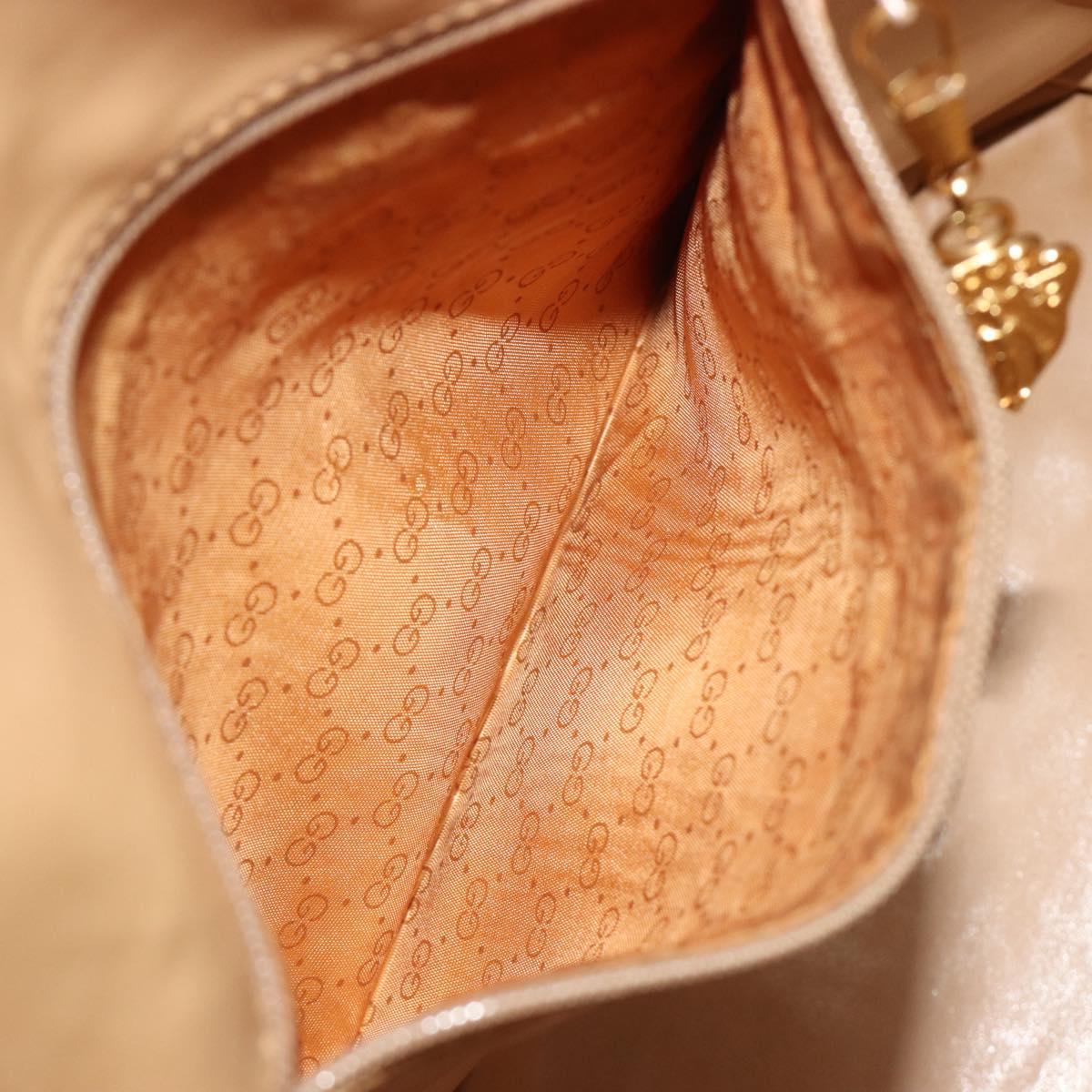 GUCCI GG Supreme Web Sherry Line Bag PVC Beige Gold 001 58 6354 Auth 189545A