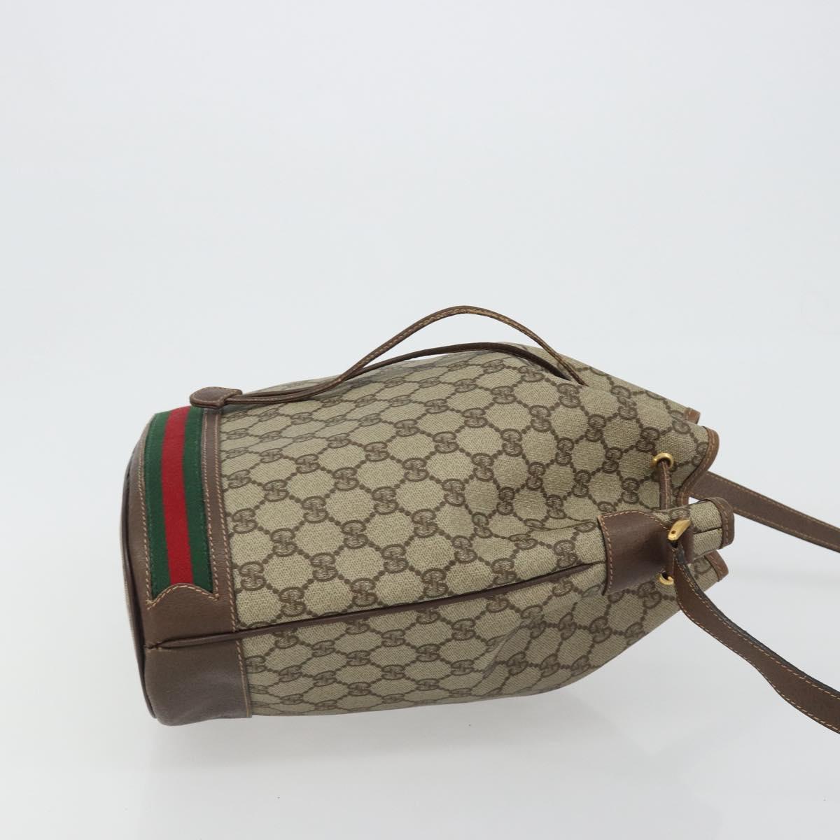 GUCCI GG Supreme Web Sherry Line Bag PVC Beige Gold 001 58 6354 Auth 189545A