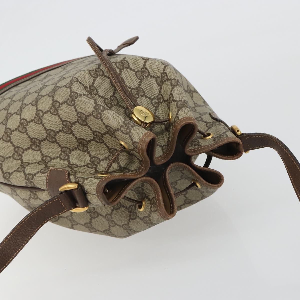GUCCI GG Supreme Web Sherry Line Bag PVC Beige Gold 001 58 6354 Auth 189545A
