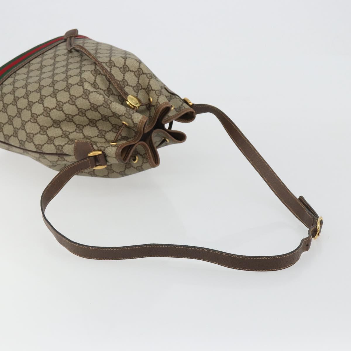 GUCCI GG Supreme Web Sherry Line Bag PVC Beige Gold 001 58 6354 Auth 189545A