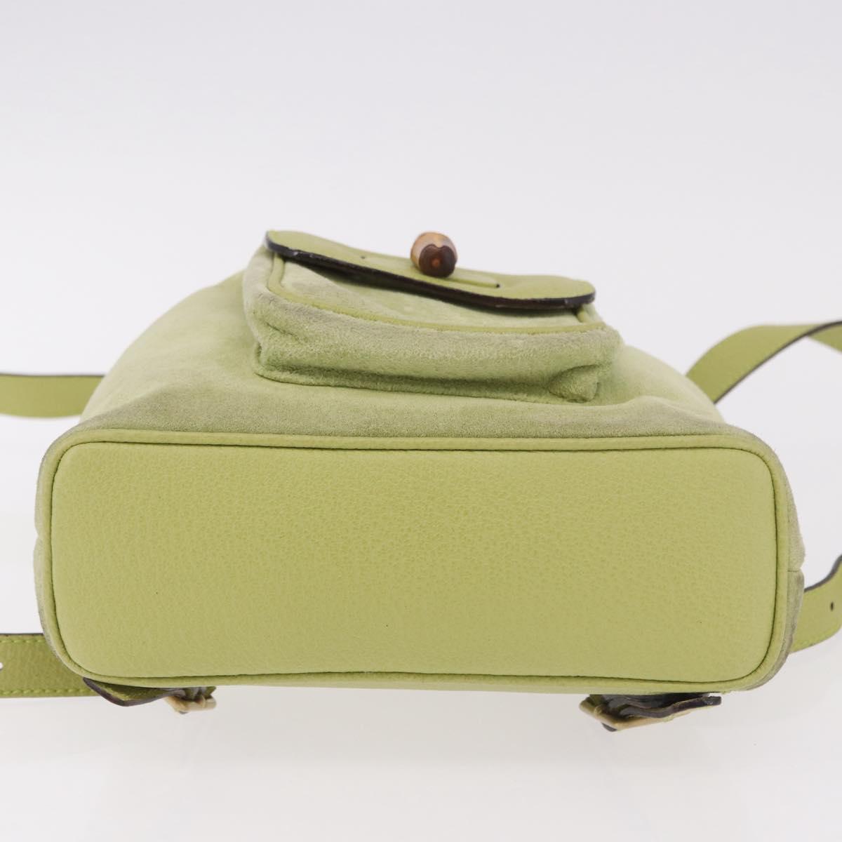 GUCCI Bamboo Backpack Suede Green Gold 003 8030 Auth 189546A