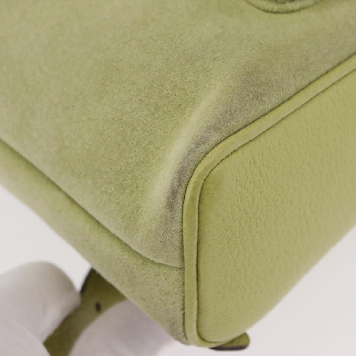 GUCCI Bamboo Backpack Suede Green Gold 003 8030 Auth 189546A