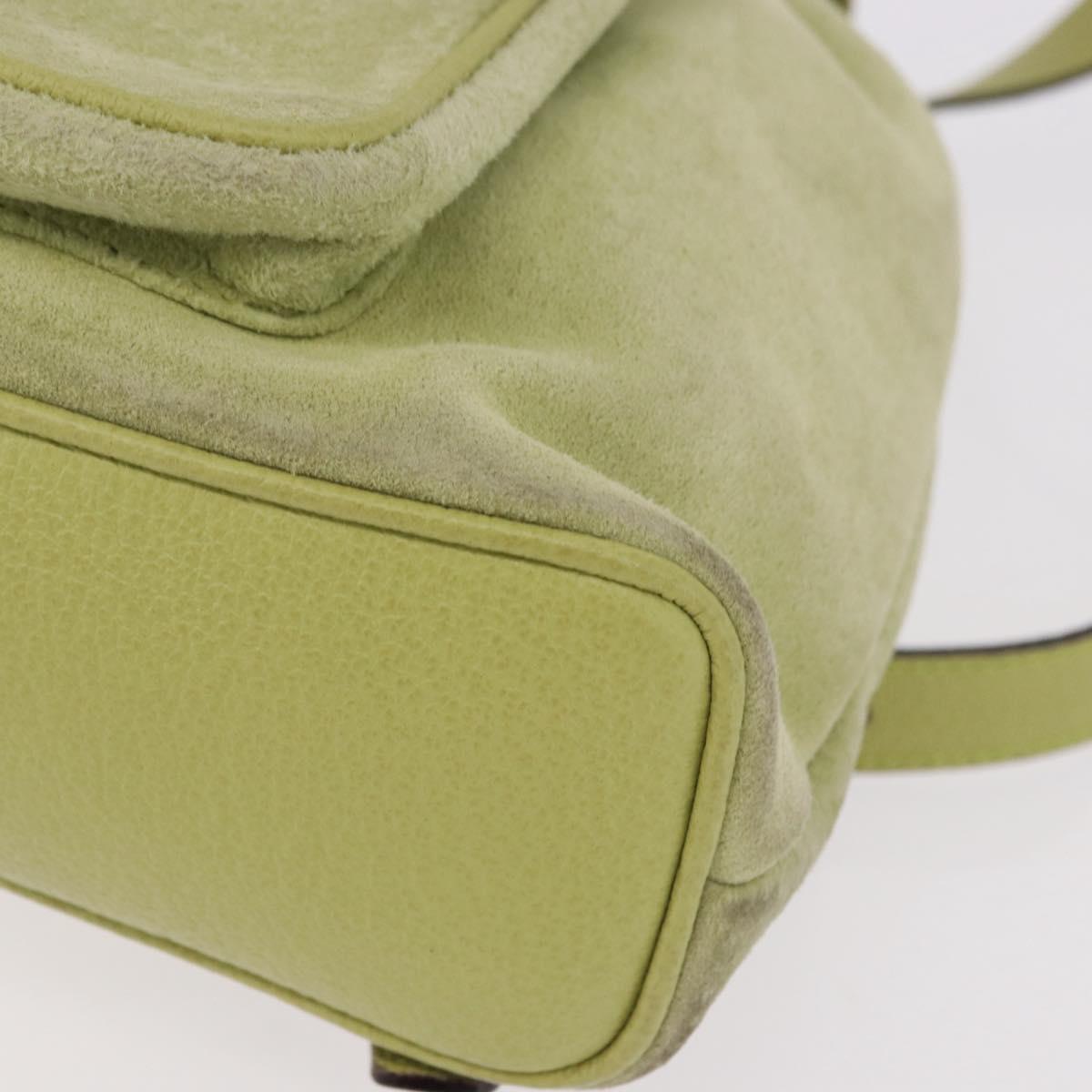 GUCCI Bamboo Backpack Suede Green Gold 003 8030 Auth 189546A