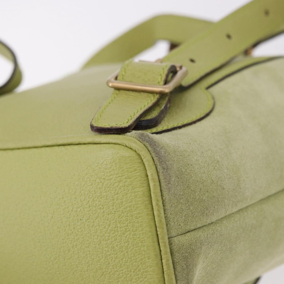 GUCCI Bamboo Backpack Suede Green Gold 003 8030 Auth 189546A