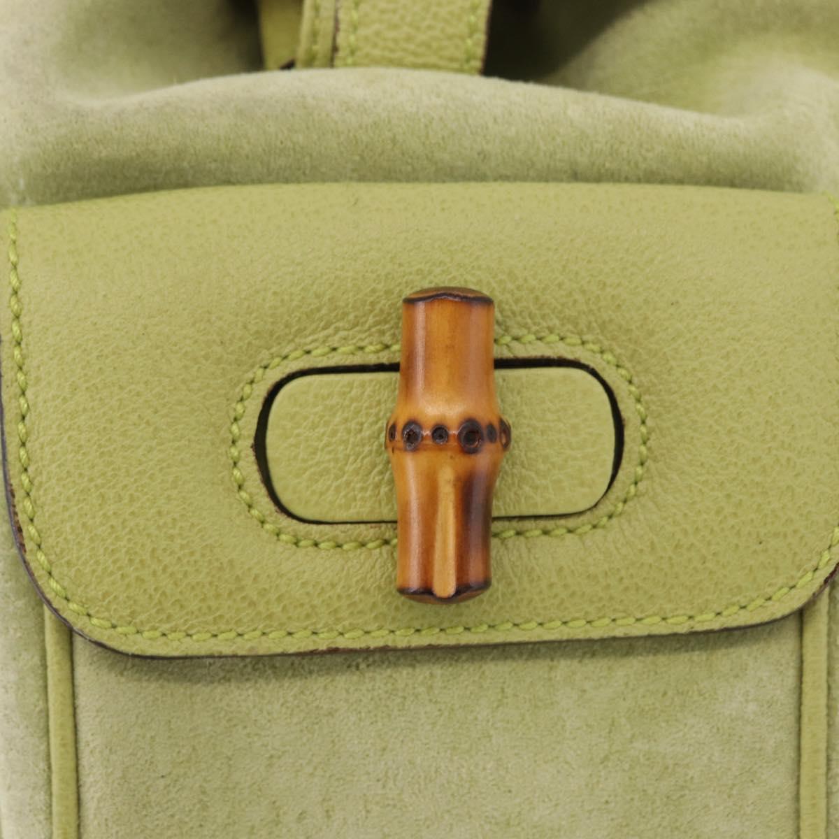 GUCCI Bamboo Backpack Suede Green Gold 003 8030 Auth 189546A