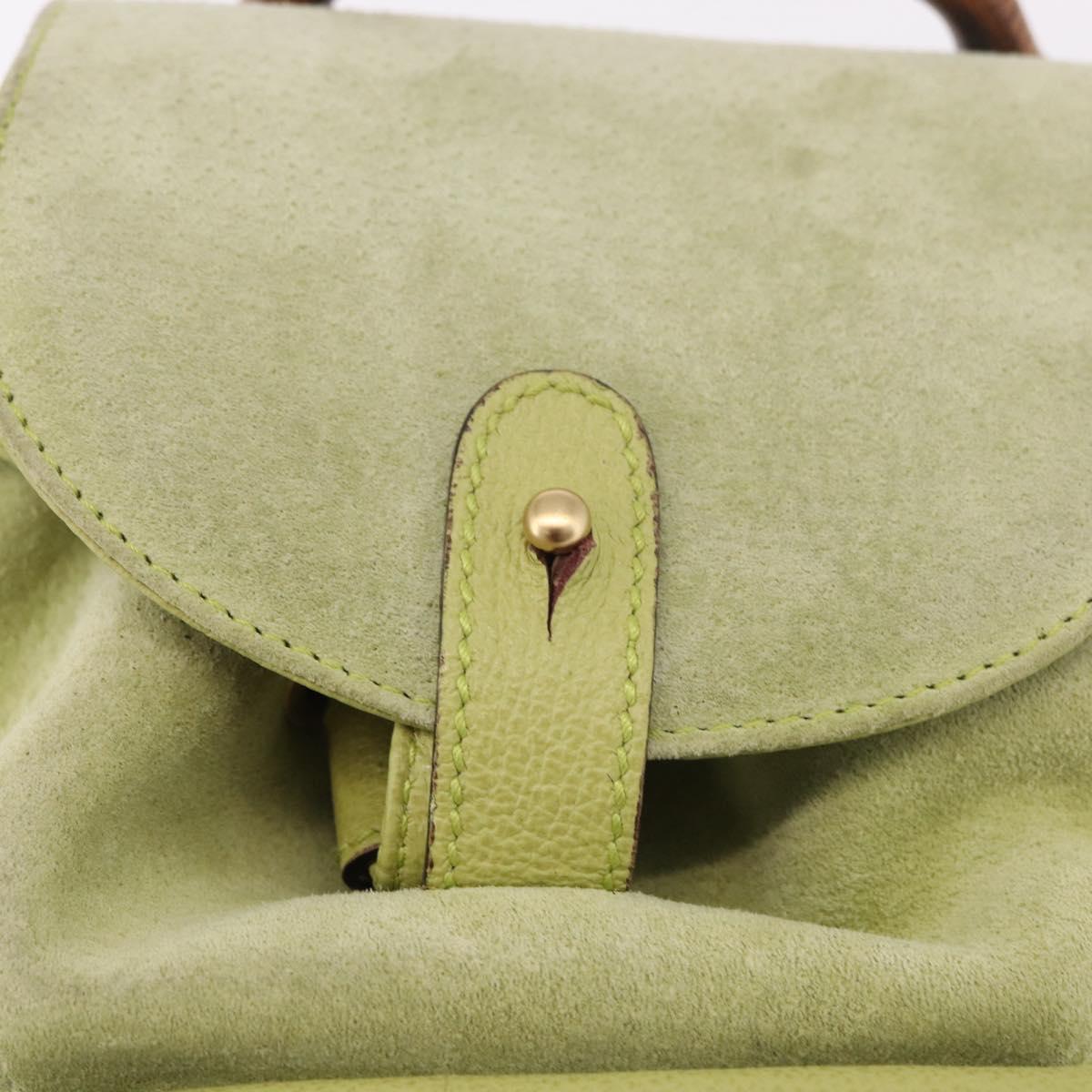 GUCCI Bamboo Backpack Suede Green Gold 003 8030 Auth 189546A