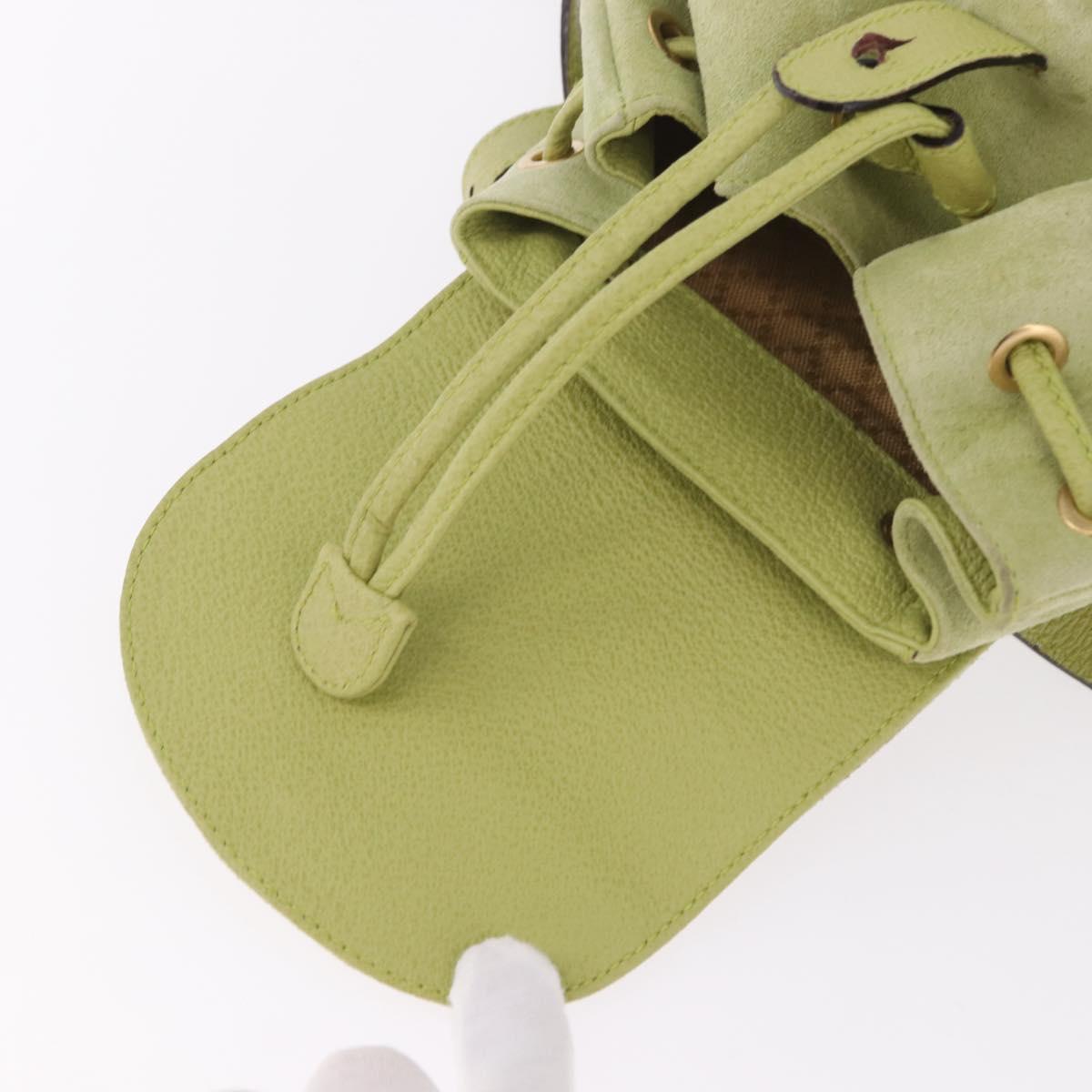GUCCI Bamboo Backpack Suede Green Gold 003 8030 Auth 189546A
