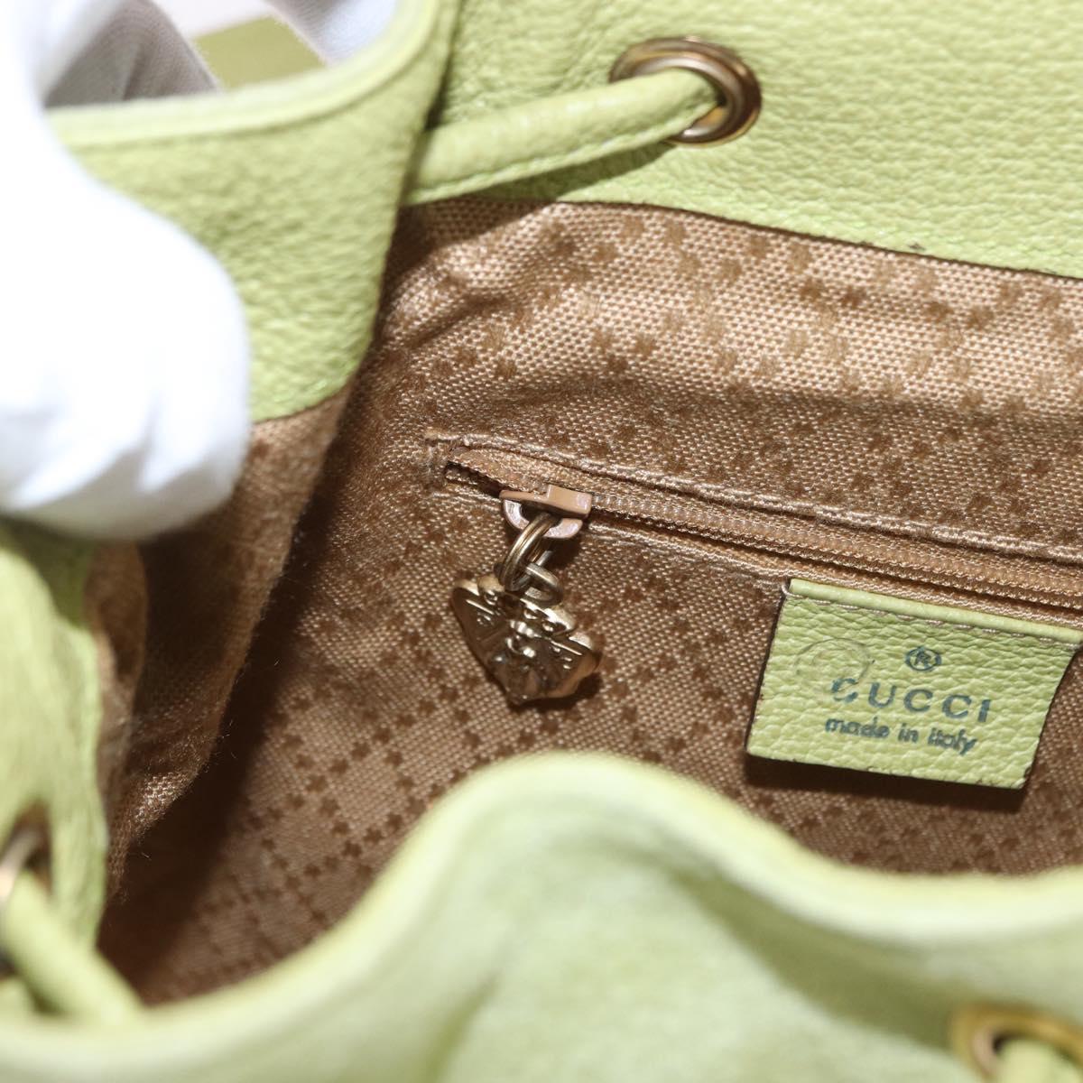 GUCCI Bamboo Backpack Suede Green Gold 003 8030 Auth 189546A