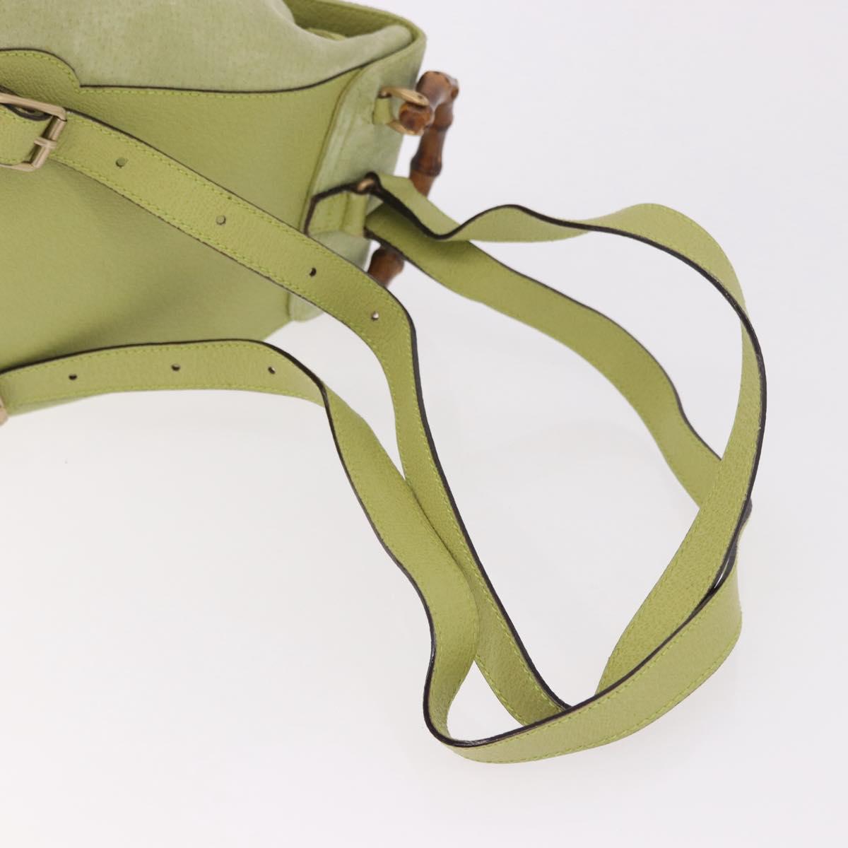 GUCCI Bamboo Backpack Suede Green Gold 003 8030 Auth 189546A