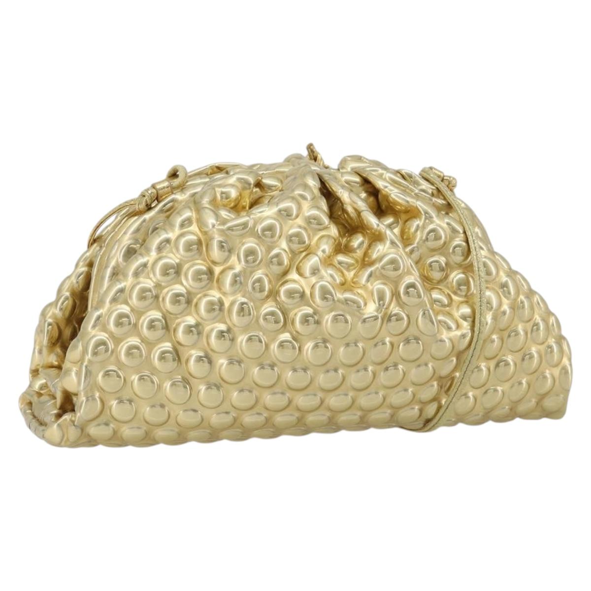 BOTTEGA VENETA Shoulder Bag Vinyl Gold Auth 189548A