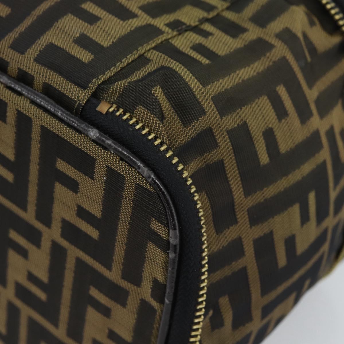 FENDI Zucca Canvas Vanity Hand Bag Black Brown Auth 189549