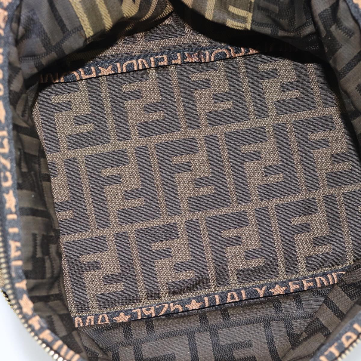 FENDI Zucca Canvas Vanity Hand Bag Black Brown Auth 189549