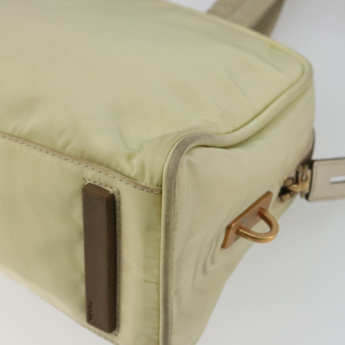 PRADA Hand Bag Nylon Ivory Gold Auth 189552A