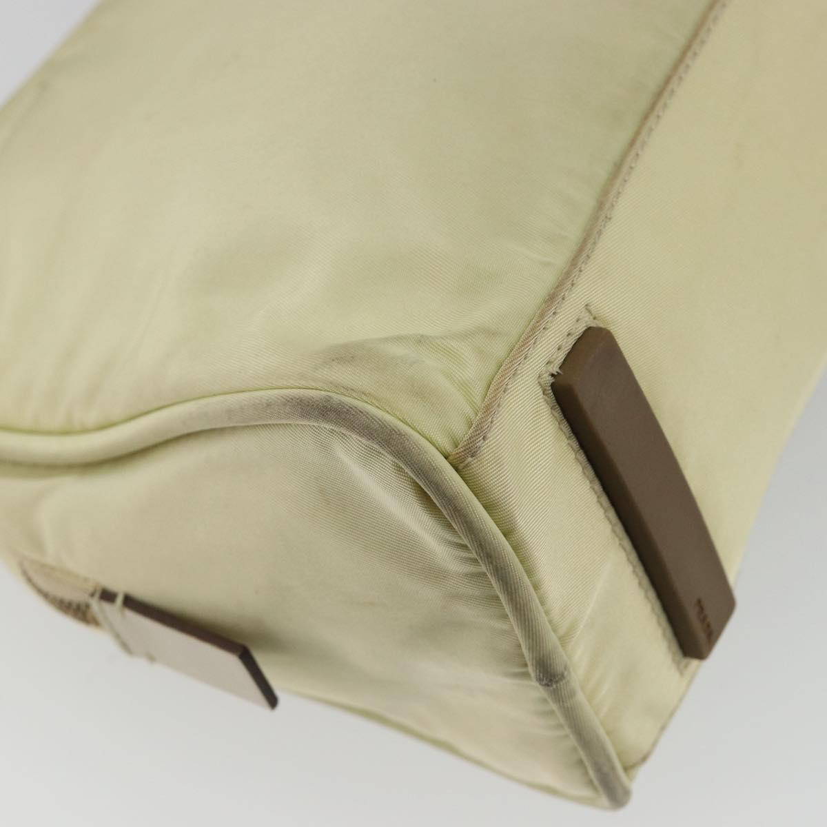 PRADA Hand Bag Nylon Ivory Gold Auth 189552A