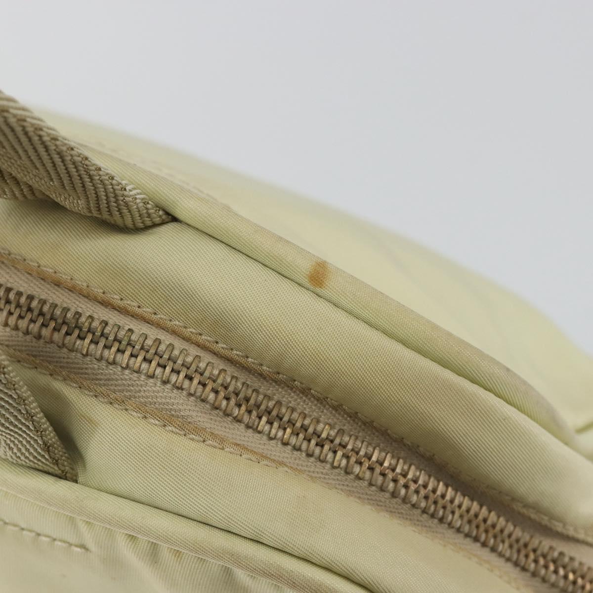 PRADA Hand Bag Nylon Ivory Gold Auth 189552A