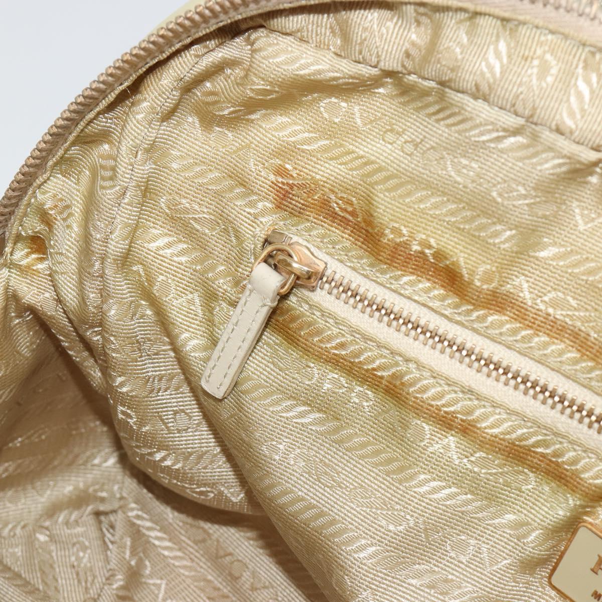 PRADA Hand Bag Nylon Ivory Gold Auth 189552A