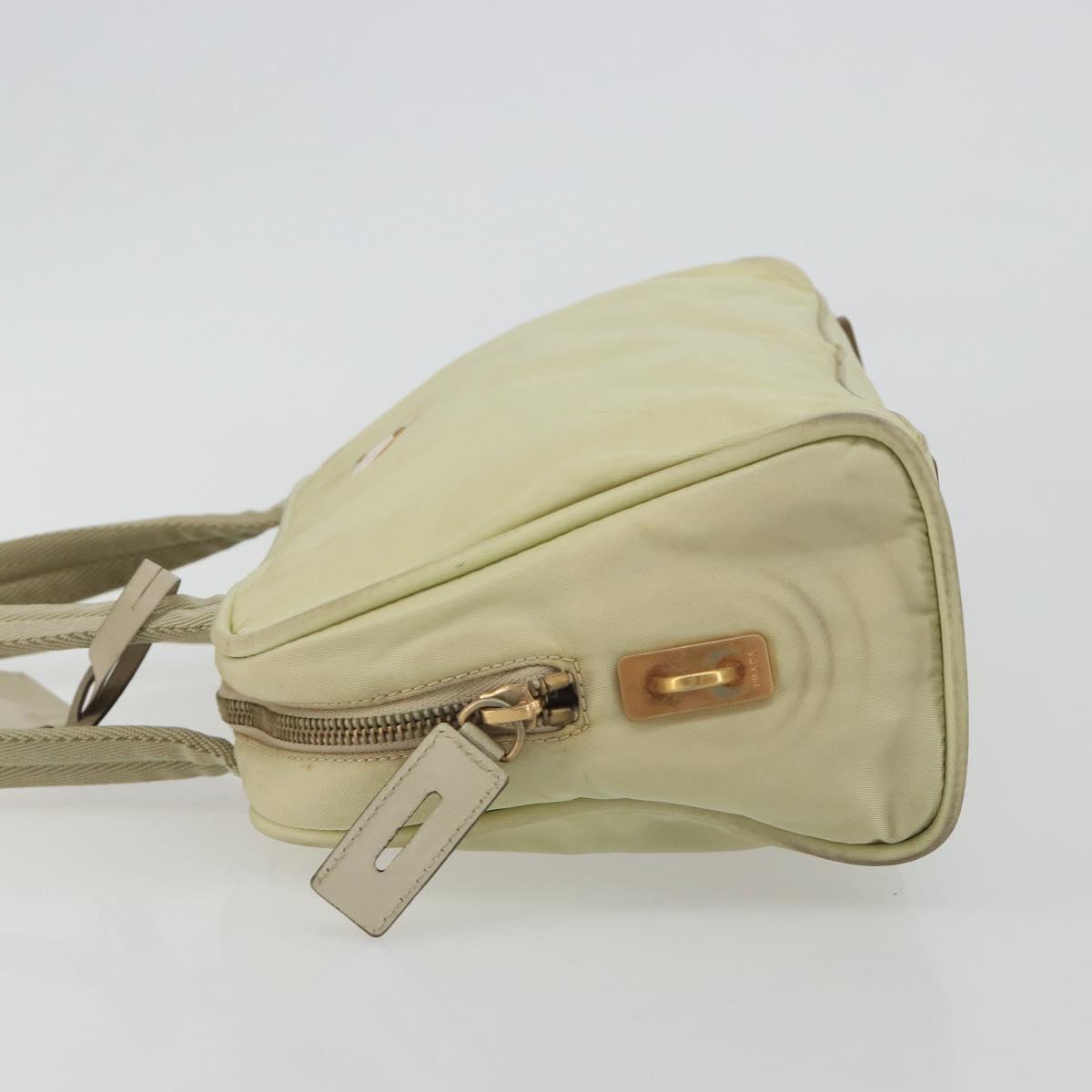 PRADA Hand Bag Nylon Ivory Gold Auth 189552A