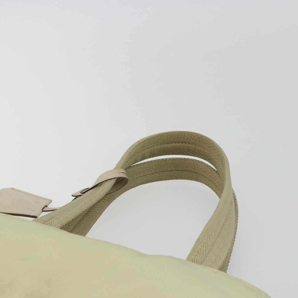 PRADA Hand Bag Nylon Ivory Gold Auth 189552A