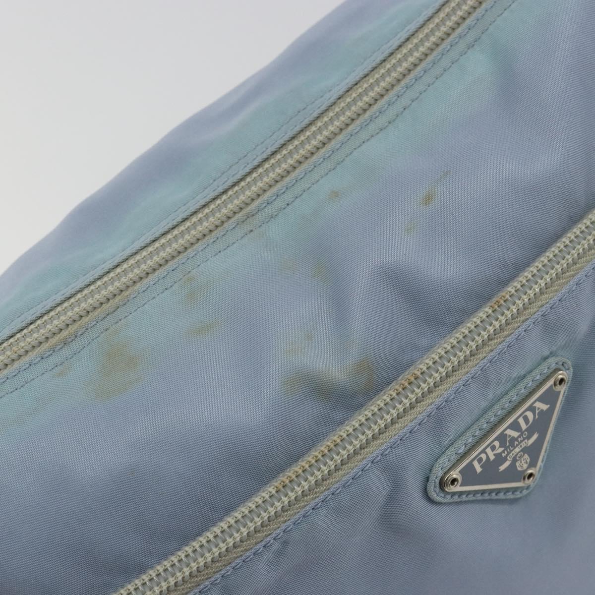 PRADA Shoulder Bag Nylon Light Blue Silver Auth 189553A