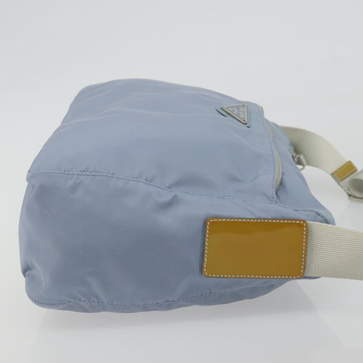 PRADA Shoulder Bag Nylon Light Blue Silver Auth 189553A