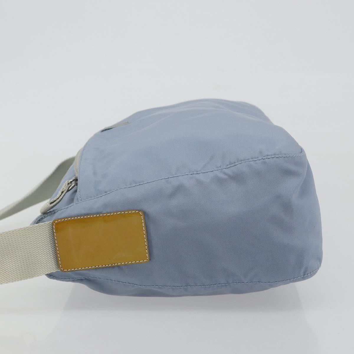 PRADA Shoulder Bag Nylon Light Blue Silver Auth 189553A