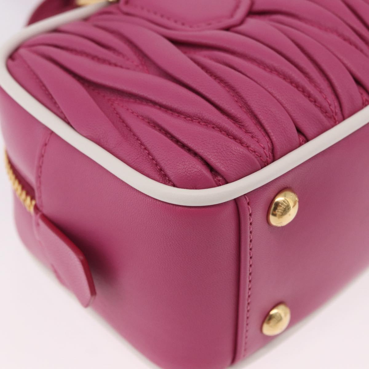 Miu Miu Matelasse Arcadi Small Hand Bag Leather 2way Pink Gold Auth 189560SM