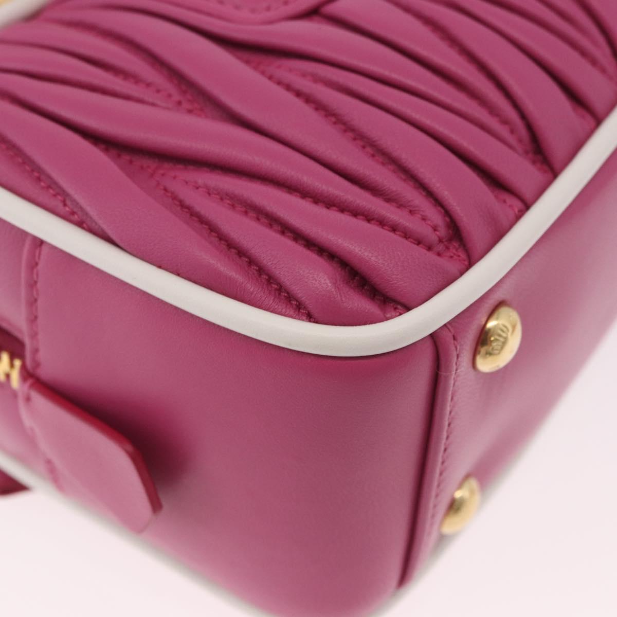 Miu Miu Matelasse Arcadi Small Hand Bag Leather 2way Pink Gold Auth 189560SM