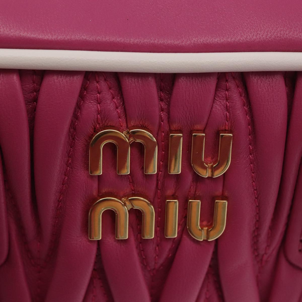 Miu Miu Matelasse Arcadi Small Hand Bag Leather 2way Pink Gold Auth 189560SM