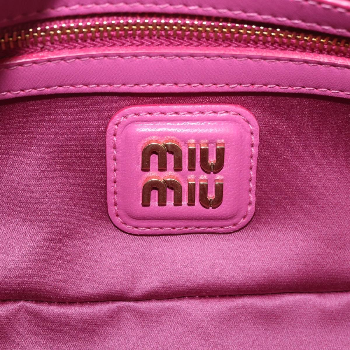 Miu Miu Matelasse Arcadi Small Hand Bag Leather 2way Pink Gold Auth 189560SM