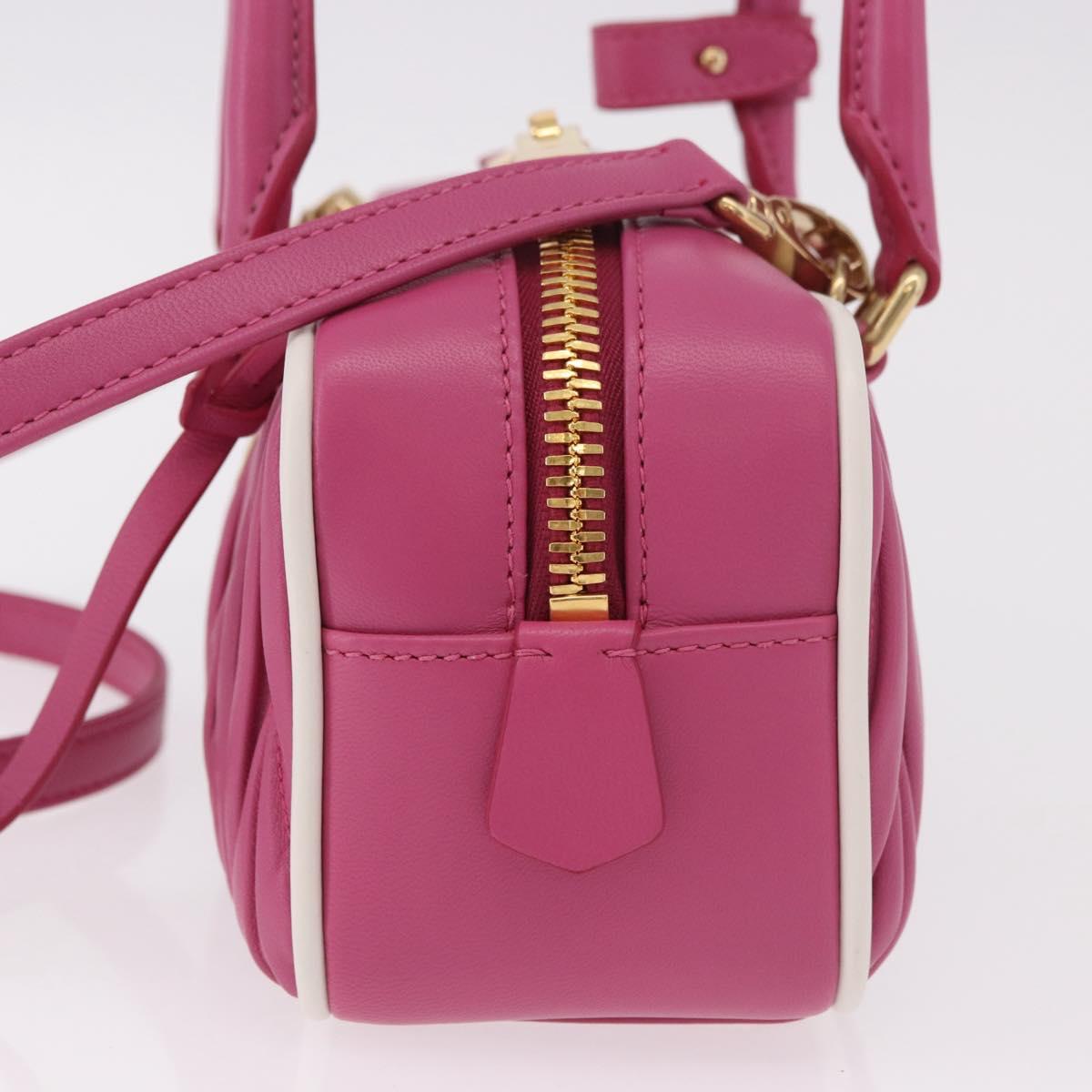 Miu Miu Matelasse Arcadi Small Hand Bag Leather 2way Pink Gold Auth 189560SM