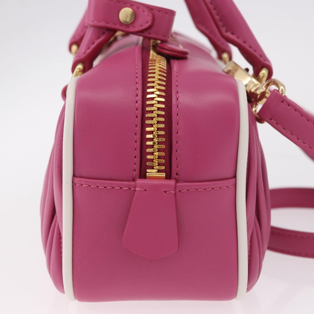 Miu Miu Matelasse Arcadi Small Hand Bag Leather 2way Pink Gold Auth 189560SM
