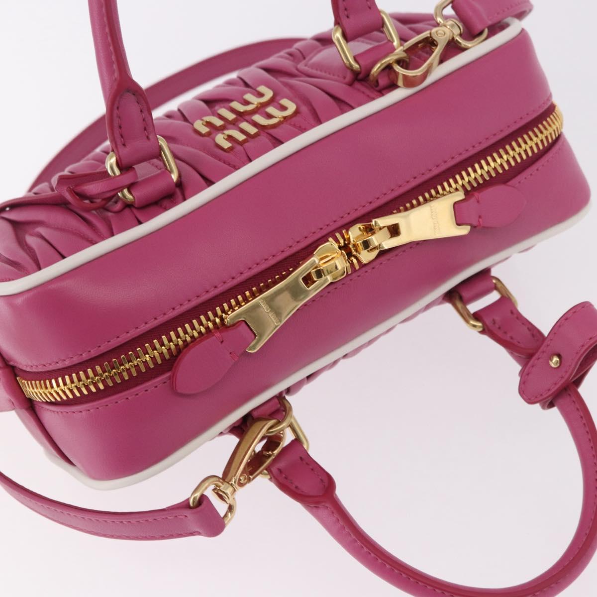 Miu Miu Matelasse Arcadi Small Hand Bag Leather 2way Pink Gold Auth 189560SM