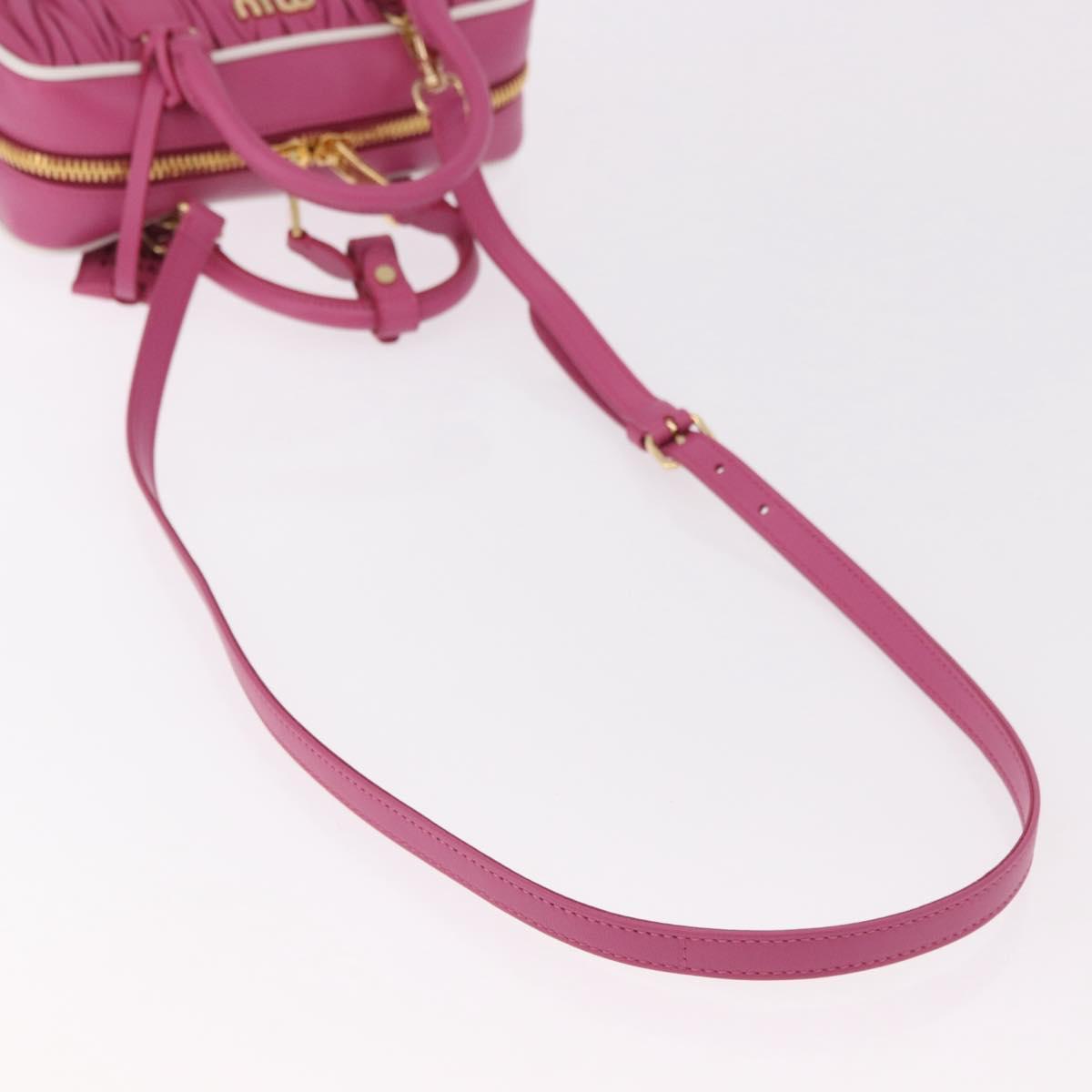 Miu Miu Matelasse Arcadi Small Hand Bag Leather 2way Pink Gold Auth 189560SM