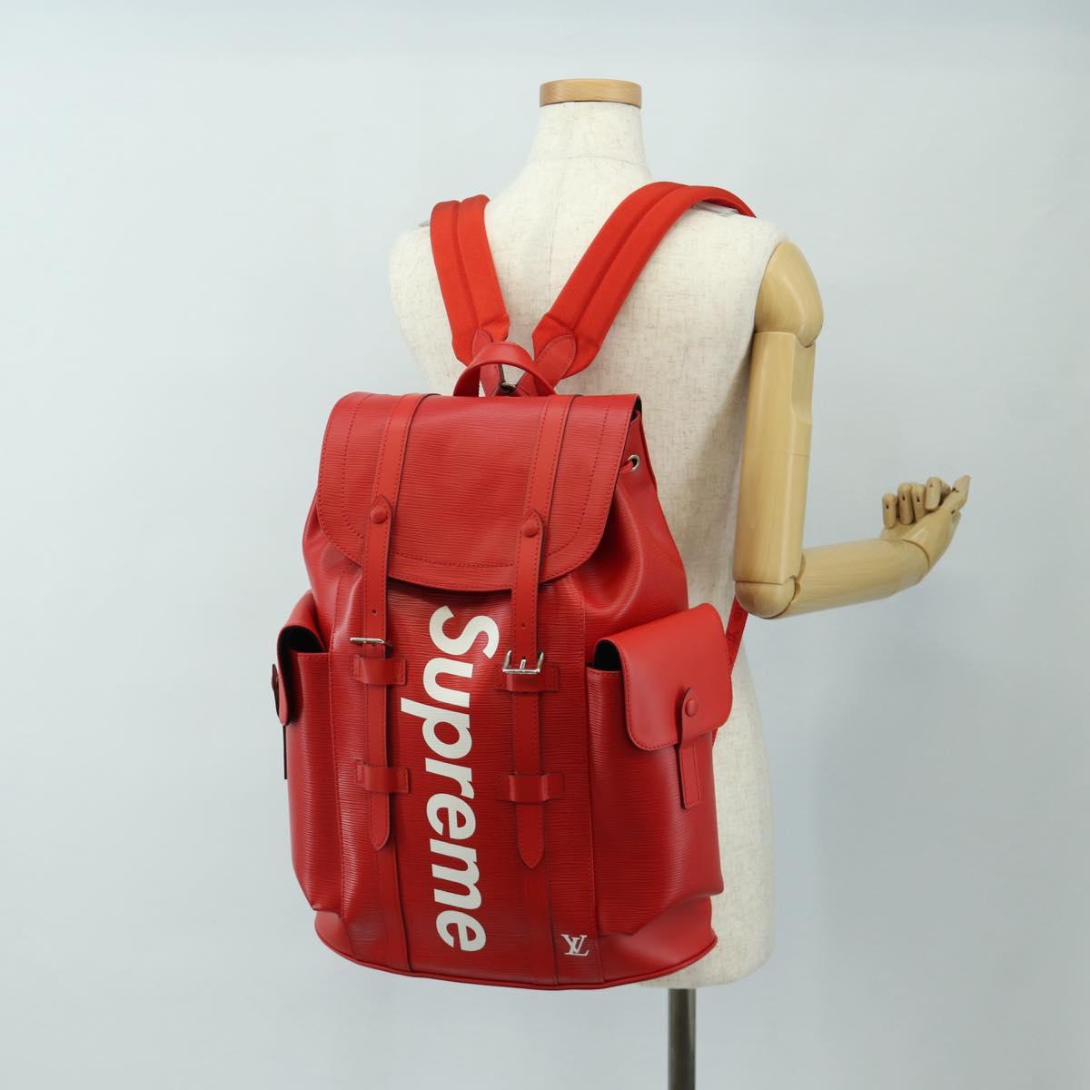 LOUIS VUITTON Epi Christopher PM Backpack LV × Supreme Red M53414 Auth 189566SM