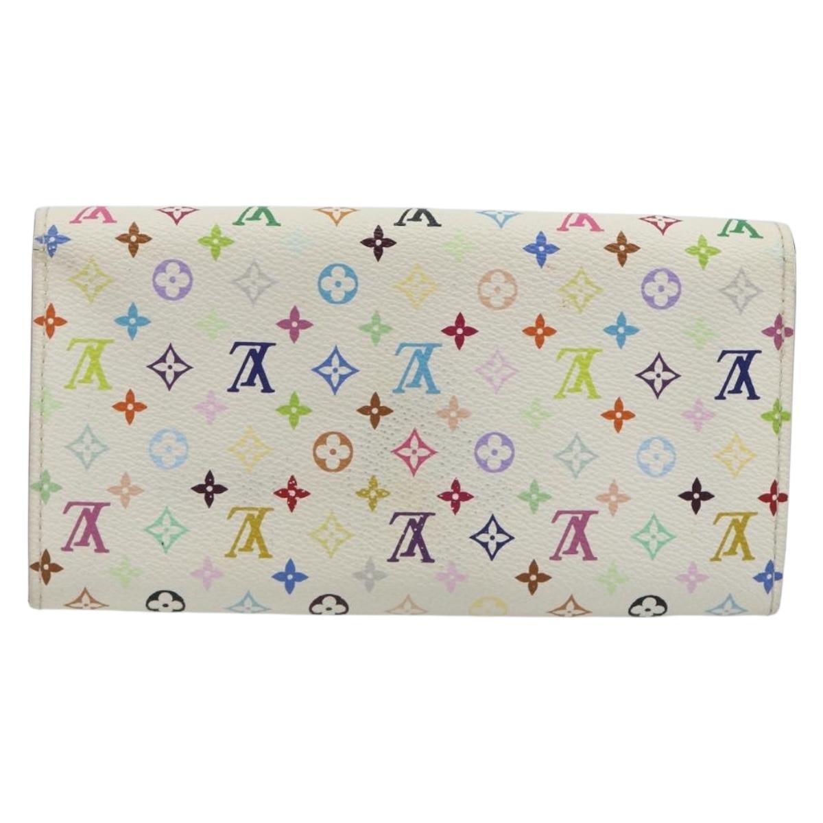 LOUIS VUITTON Multicolor Portefeuille Sarah Wallet White M93532 LV Auth 189570