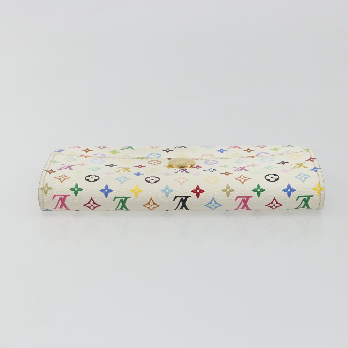 LOUIS VUITTON Multicolor Portefeuille Sarah Wallet White M93532 LV Auth 189570